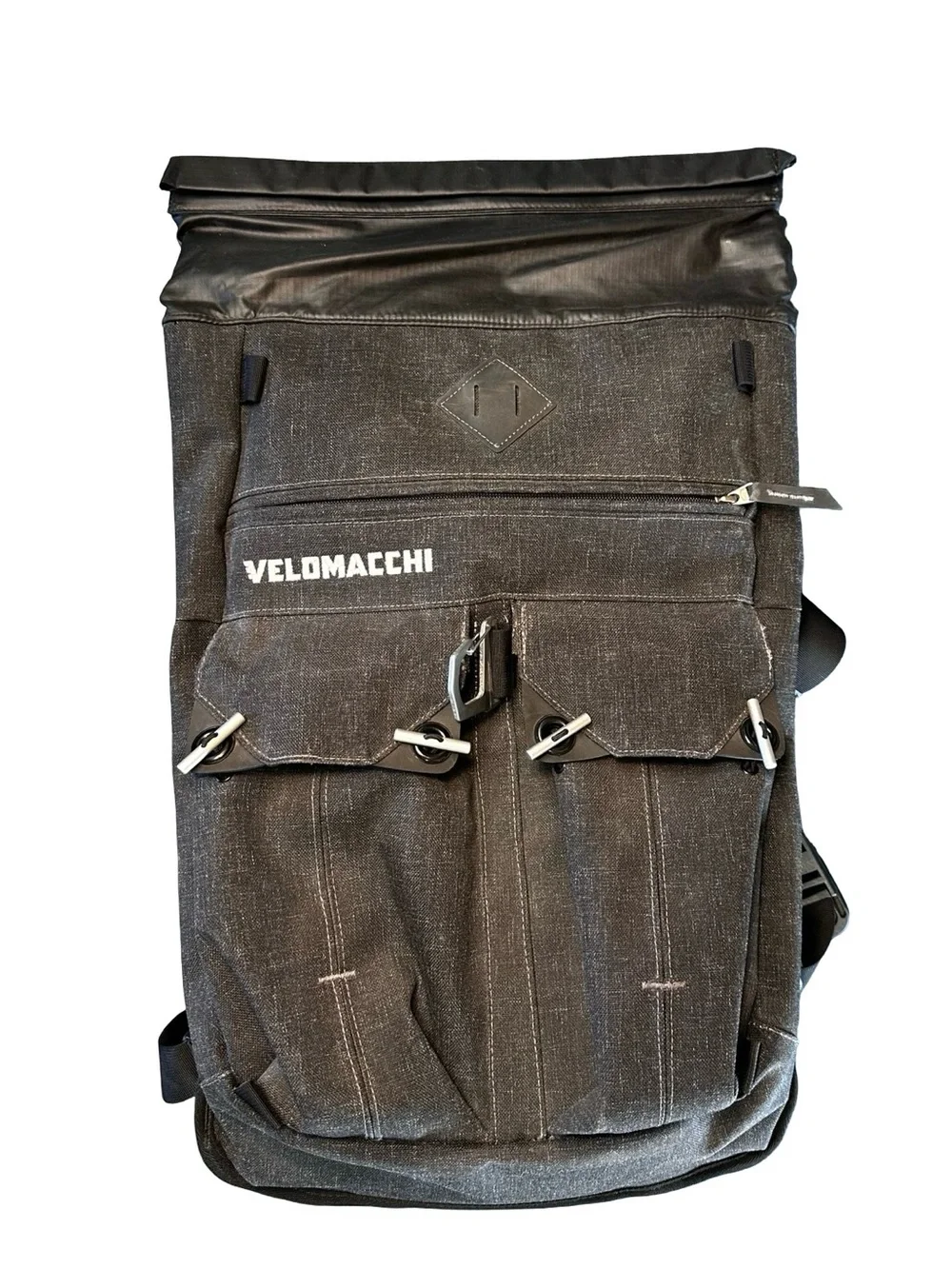 Velomacchi Speedway 28L Roll Top Motorcycle Backpack Waterproof Charcoal Gray
